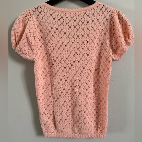 FOREVER 21 Short Balloon-Sleeve Peach Pink Cotton button down | Women’s Size M - Picture 2 of 5